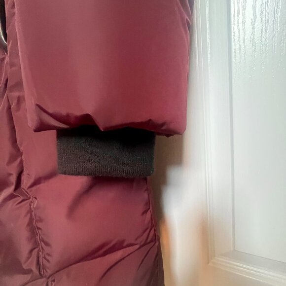 Mackage Burgundy Down Coat with Natural Fur Trip - Exce Condition, Size L-10 - Picture 9 of 10